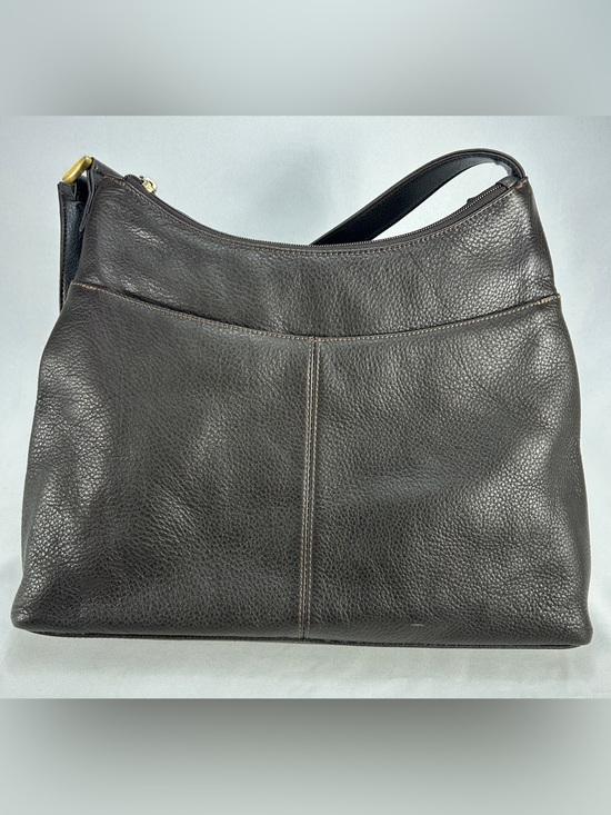 Liz Claiborne Handbags - Liz Claiborne Villager Classic Dark Brown Leather Shoulder Bag